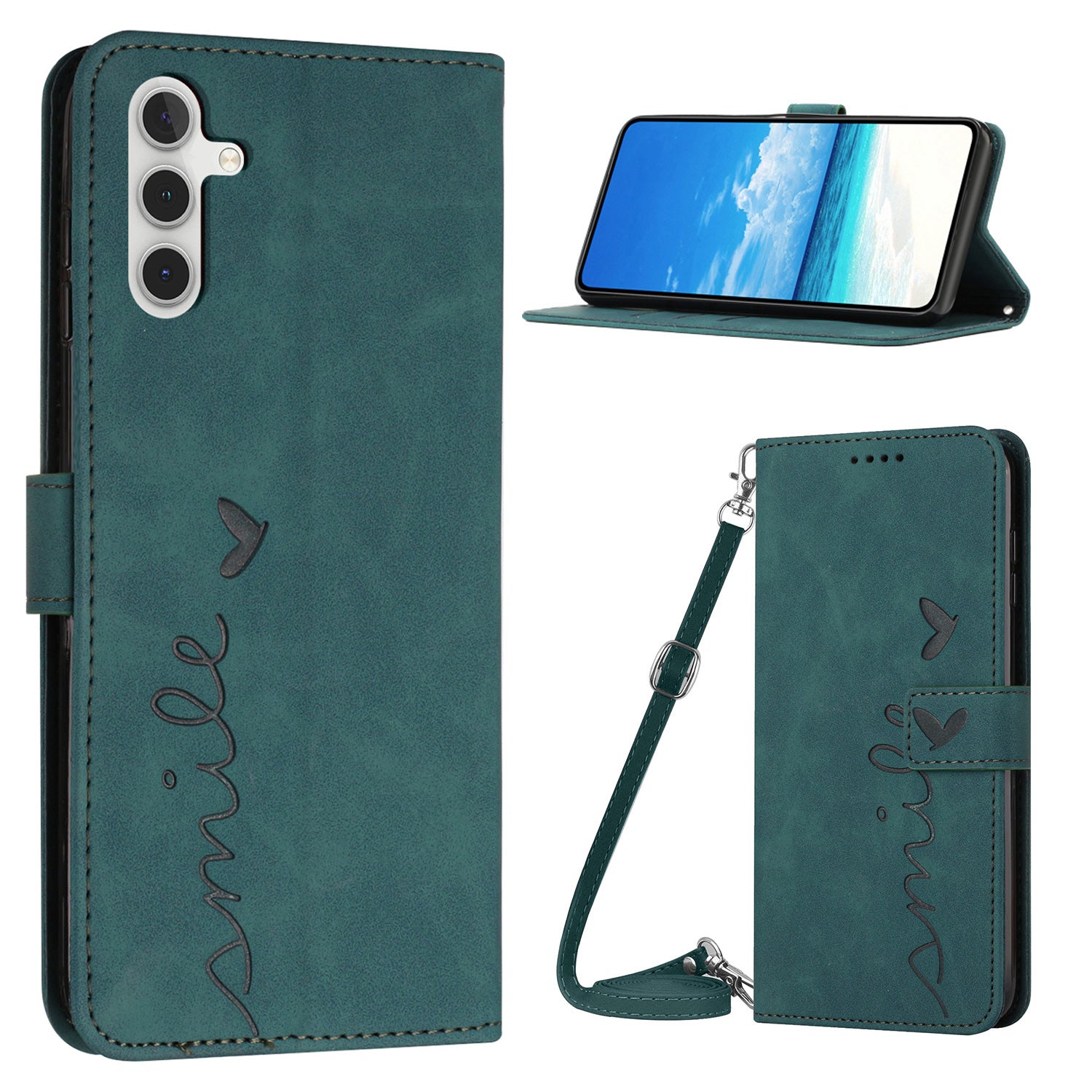 Protective Case for Samsung Galaxy S23 FE Imprinted Leather Wallet Stand Phone Cover with Shoulder Strap Protective Case for Samsung Galaxy S23 FE Imprinted Leather Wallet Stand Phone Cover with Shoulder Strap